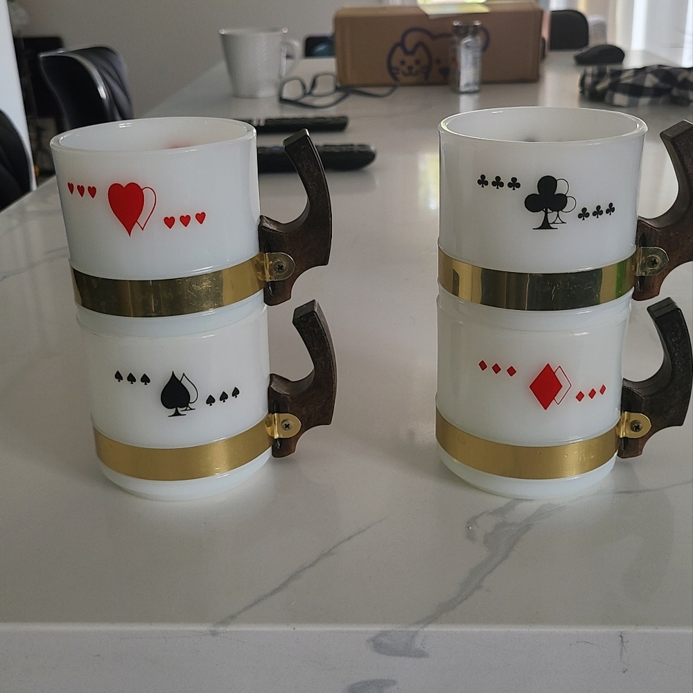 Vintage circa 1960's card mugs